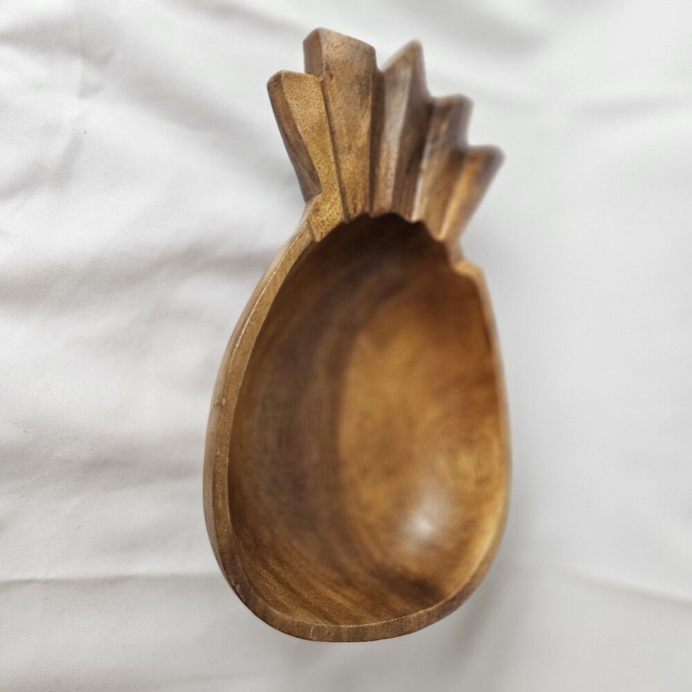 Vintage Monkey Pod Wooden Pineapple Bowl Serving Bowl Trinket Dish Philippines